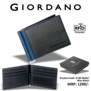 Giordano
RFID Protection 
Money Clip
Wallet - Blue & Black Combination 