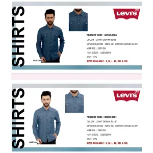 Levi's 100% BCI Cotton Denim Shirt (2 colors)

