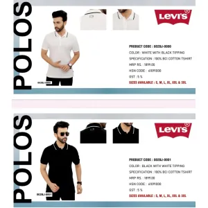 Levi's Polo T-shirt with Collar Tipping (4 colors) 100% BCI Cotton 