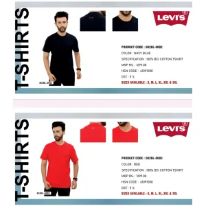 Levi's Round Neck T-shirt (4 colors)
100% BCI Cotton 