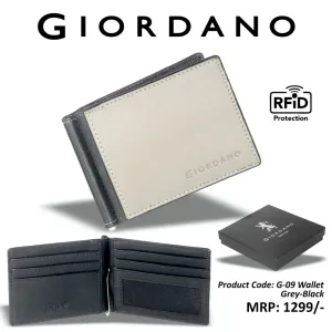 Giordano
RFID Protection 
Money Clip
Wallet - Grey & Black Combination 