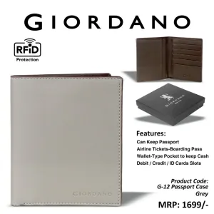 Giordano RFID Protection Passport Holder - Grey