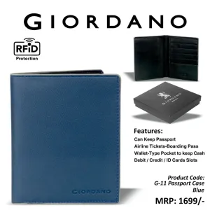 Giordano RFID Protection Passport Holder - Blue