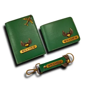 3 pcs. Combo : Passport Cover + Men’s wallet + Keychain (multi colors)