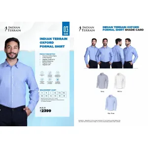 Indian Terrain Men's Classic Oxford Full Sleeve Shirt (3 colors)