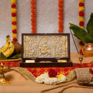 Nav Durga Gold Plated with Charan Paduka - L