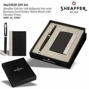 Sheaffer Gift Set 100 9317 Ballpoint Pen with Business Card Holder Matte Black with Chrome