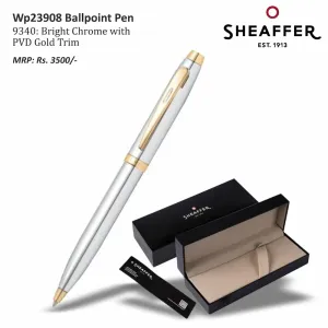 Sheaffer 100 9340 Ballpoint Pen Bright Chrome with Gold Tone Trim
