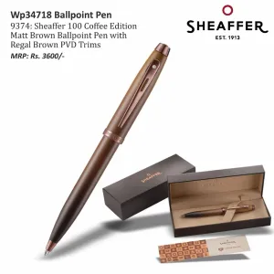 Sheaffer 100 9374 Coffee Edition Matt Brown Ballpoint Pen with Regal Brown PVD Trims