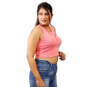 Stylish Women Round Neck Crop Top