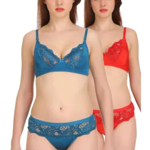 Self style Satin Nylon Lycra 4-Way Lingerie Set
