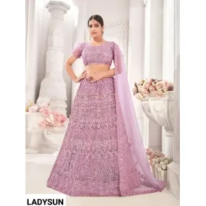 Womens Net Embroidered Lehenga Choli With Dupatta