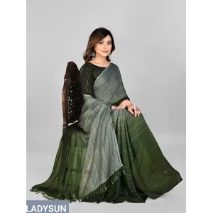 Fancy Sequined Embroidered Georgette Saree with Blouse Piece