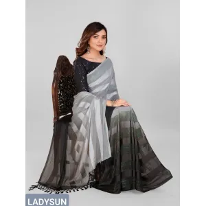Fancy Sequined Embroidered Georgette Saree with Blouse Piece