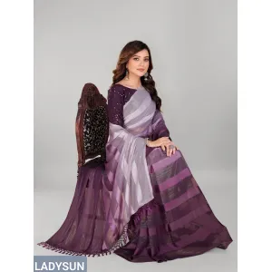 Fancy Sequined Embroidered Georgette Saree with Blouse Piece