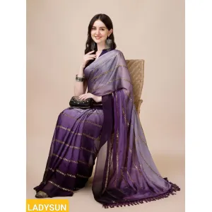 Fancy Sequined Embroidered Georgette Saree with Blouse Piece