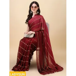 Fancy Sequined Embroidered Georgette Saree with Blouse Piece