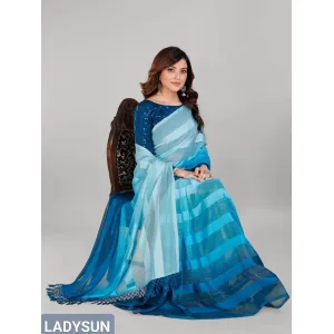 Fancy Sequined Embroidered Georgette Saree with Blouse Piece