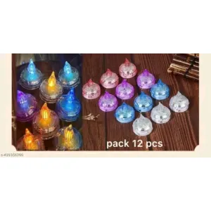 6040 (12 Pcs ) Glitter Water Activated Tea Lights, Waterproof Flameless Floating LED Candl