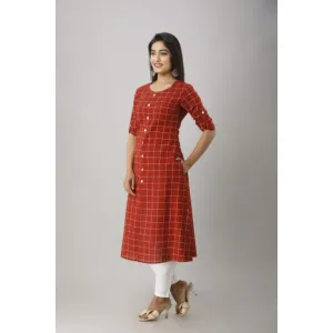 Mahageeta Women Checkered Frontslit Kurta

Color: BLACK, MAROON

Size: M, L, XXL, 3XL, 4XL