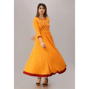3SIX5 Women Self Design, Embroidered A-line Kurta

Color: PINK, YELLOW

Size: M, L, XXL

F
