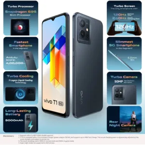 Vivo T1 5G (Starlight Black, 128 GB)

Color: Rainbow Fantasy, Starlight Black

RAM: 4 GB, 