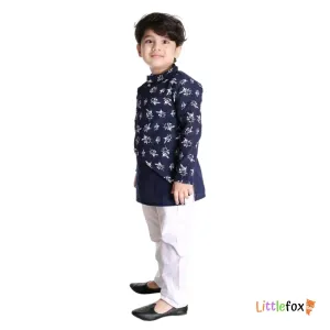 Boys Ethnic Kurta Set | Printed Blue Colour 
