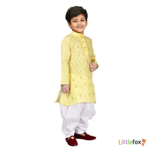 Cotton Kurta and Pyjama Set | Yellow Colour