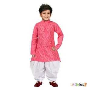 Cotton Kurta and Dhoti Set | Cherry Colour