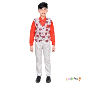 Boys 3-Piece Suit | Vibrant Red Colour