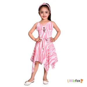 Girls Beautiful Printed Midi Dress | Pink Color