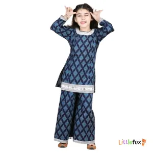 Girls Cotton Printed Straight Kurta Palazzos Set