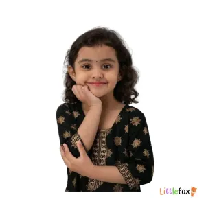 Girls Ethnic kurti Set Premium Black Colour