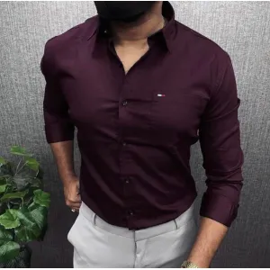  Tommy Hilfiger plain wine shirt