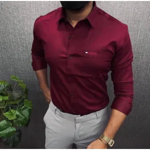 Tommy Hilfiger plain Maroon shirt