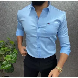 Tommy Hilfiger plain sky blue shirt