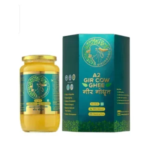 GirOrganic A2 Pure Ghee | 100% Desi Gir Cow | Vedic Bilona Method | 1 Lit Glass Bottle | 