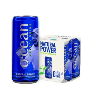 Ocean Energy Drink enriched with natural caffeine, glucose & vitamins| 250ml | Pack of 6 