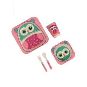 Polka Tots Bamboo Fibre Kids Crockery Set Having 5 Pieces Dining Set - Eco Friendly Bamboo