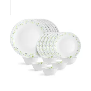 Cello Opalware Dazzle Tropical Lagoon Dinner Set, 18Pcs, White
