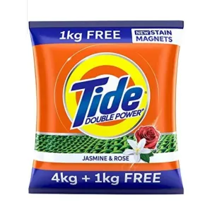 Tide Plus Double Power Detergent Washing Powder - 4 kg + 1 Kg Free (Jasmine and Rose)