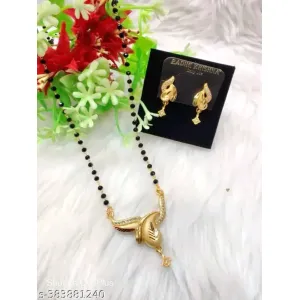 1 gram gold plated mangalsutra set with earring