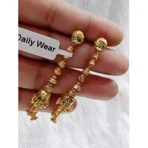 Bentex Daily Wear Gold-Plated Drop Earrings with Tassel