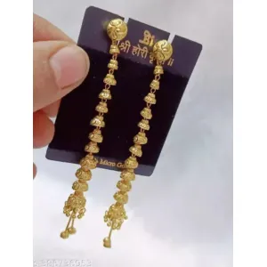 Gold Plated Micro Jhumka Earrings with Tassel - Bentex