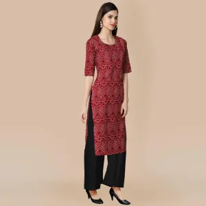 Stylish Women's Crepe Multicolor Stripe Printed Straight Kurti
