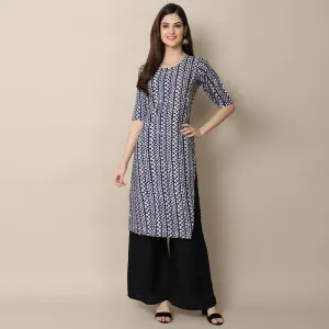 Stylish Women's Crepe Multicolor Stripe Printed Straight Kurti