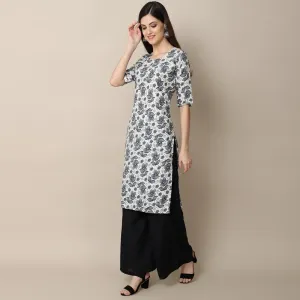 Stylish Women's Crepe Multicolor Stripe Printed Straight Kurti