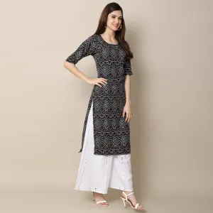 Stylish Women's Crepe Multicolor Stripe Printed Straight Kurti
