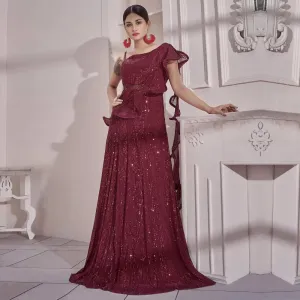 Maroon Silk Gown 