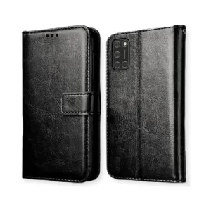 OPPO A52 LEATHER FLIP COVER(black)